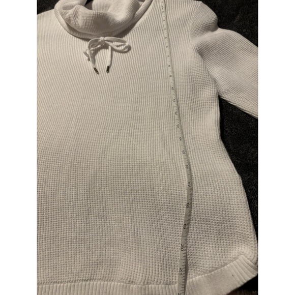 Lauren By Ralph Lauren White Waffle Knit Cowl Neck  Sweater - Picture 7 of 11
